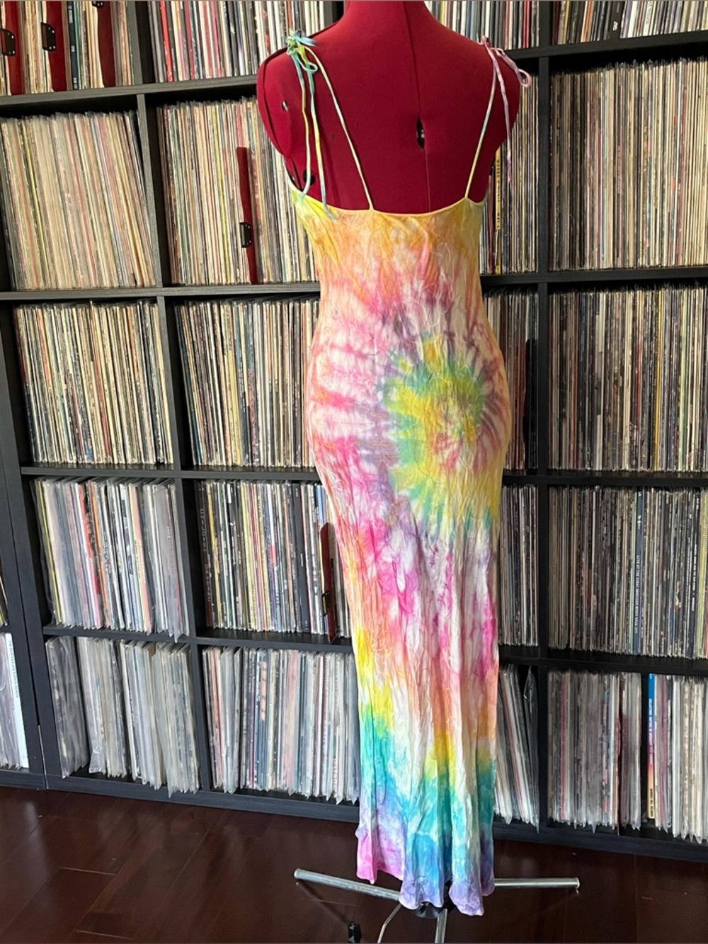 Rainbow swirl hippie slip dress 90s bias stealie bolt dead 💀 grateful faerie ⚡️ - Picture 3 of 15